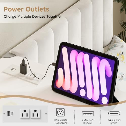 Twin Beds for 2 Kids with Storage Bookcase Divider,Charging Station and LED