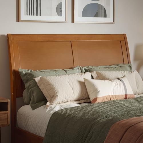 AFI, Portland Full Sleigh Solid Wood Panel Headboard, Light Toffee