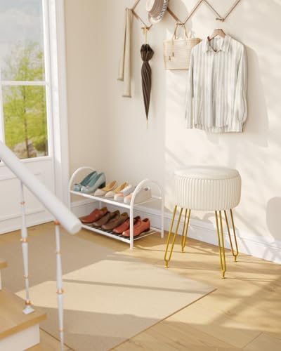IBUYKE Storage Footrest Chair Ottoman, Makeup Vanity Stool, White LG-20M