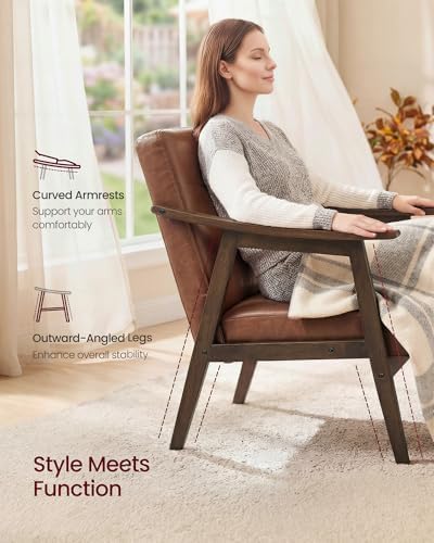 VASAGLE Accent Chair, PU Leather Armchair, Button Tufted, Thick Cushion