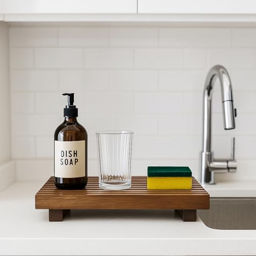 Acacia Wood Risers for Bathroom Tray Kitchen Counter Decor Sink Soap Dish
