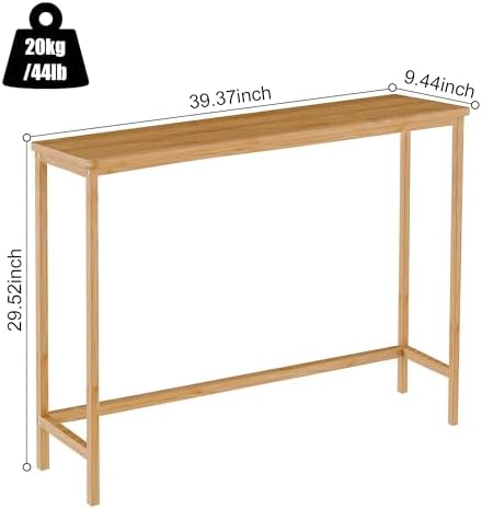 VASMIA Console Table, Entryway Table, Narrow Sofa Table, 39" Bamboo Hallway Table for Entryway, Living Room, Bedroom, Foyer, Natural