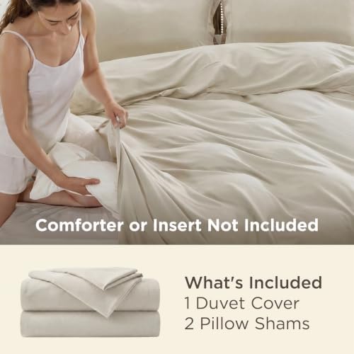 Bedsure Oversized King Duvet Cover, Soft Double Brushed Bedding Set, Linen