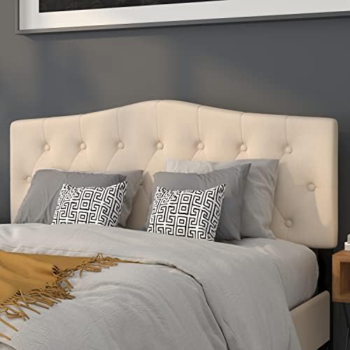 Flash Furniture Cambridge Tufted Upholstered Queen Size Headboard in Beige Fabric