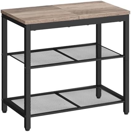 HOOBRO Shoe Bench, 3-Tier Shoe Rack,Industrial Shoe Organizer Storage Bench