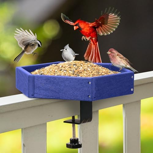 Kingsyard Clamp-On Deck Bird Feeder for Balcony Railings, No Drill