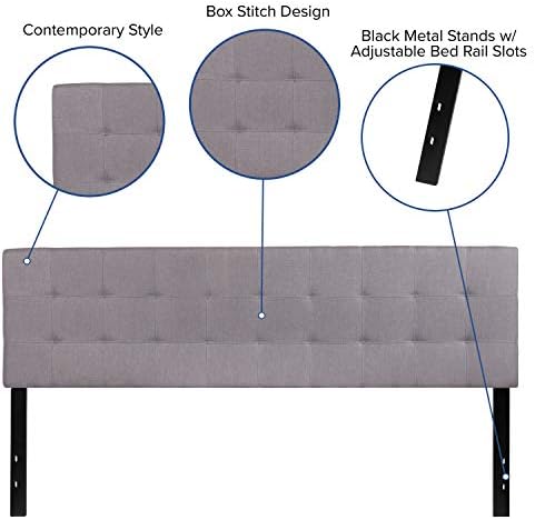 BizChair Quilted Tufted King Size Headboard in Light Gray Fabric