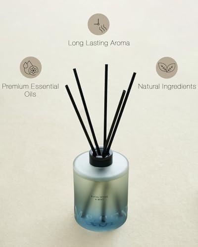M&SENSE Reed Diffuser, Eucalyptus & Mint, 17 oz Natural Essential Oil