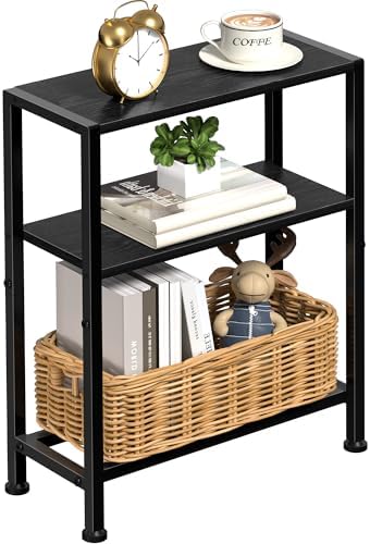 Narrow Side Table, 2-Tier Small End Table, Slim Nightstand