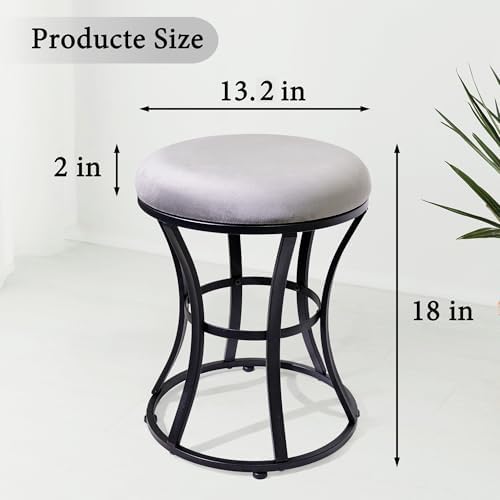 Vanity Chair, Small Velvet Vanity Stool & Ottoman Bench for Bathroom, Dorm