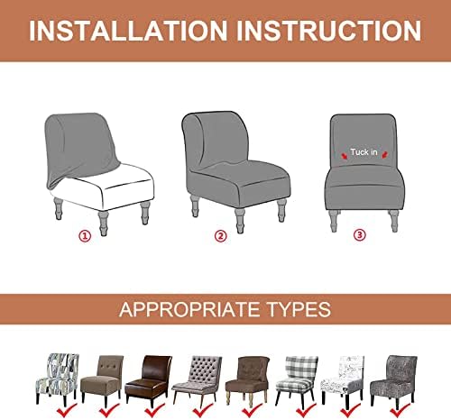 Eco-Ancheng Armless Chair Slipcover - Removable, Washable, Printed Accent Chairs for Living & Dining Room