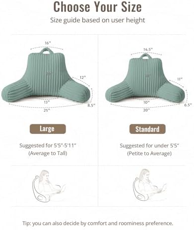 Blissful Diary Reading Pillow for Bed, Backrest Pillow, Mint Green