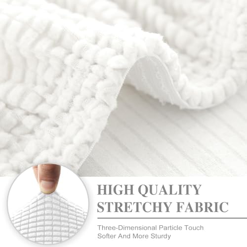 LA MEACK Couch Cushion Covers for Sectional Sofa L Shape Washable Separate Seat Chaise Couch Cover Stretch Sofa Slipcovers with 2 Pcs Pillowcases(3 Seater + 1 Chaise, White)