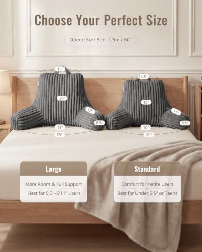 Blissful Diary Reading Pillow for Bed, Backrest Pillow, Slate Gray
