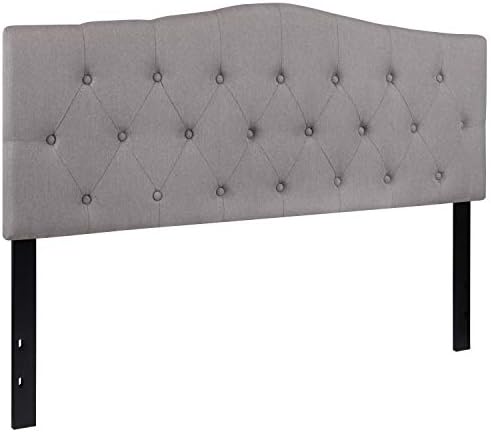 Flash Furniture Queen Tufted Fabric Headboard, Light Gray