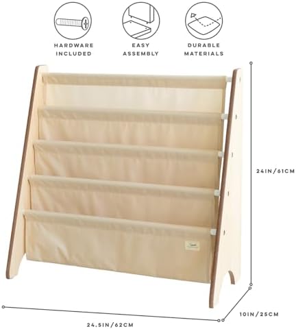 3 Sprouts Recycled Kids Bookshelf, Holds 35 Books, 4-Tier, Beige
