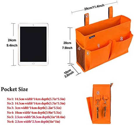 Surblue Caddy Hanging Organizer Bedside Storage Bag for Bunk and Hospital Beds, Orange, Small