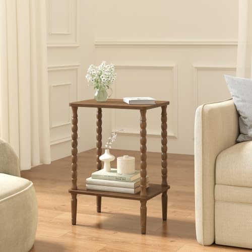 TUTOTAK Small End Table with Solid Wood Legs, Side Table, Nightstand