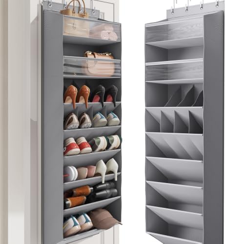Mefirt XL Clear Over the Door Shoe Organizer for Closet Fit 25 Pairs