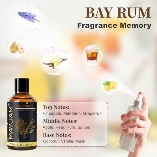 MAYJAM Bay Rum Fragrance Oil Essential Oils for Diffusers, 100ML/3.38FL.OZ