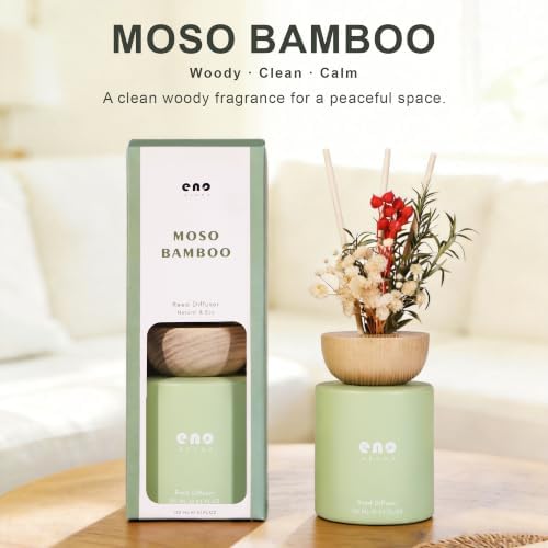 Reed Diffuser Set with Dried Flowers, 5.1 fl oz / 150ml, Moso Bamboo - Home Fragrance Diffuser with Sticks for Bathroom Shelf Decor, Bedroom, Office & Gift