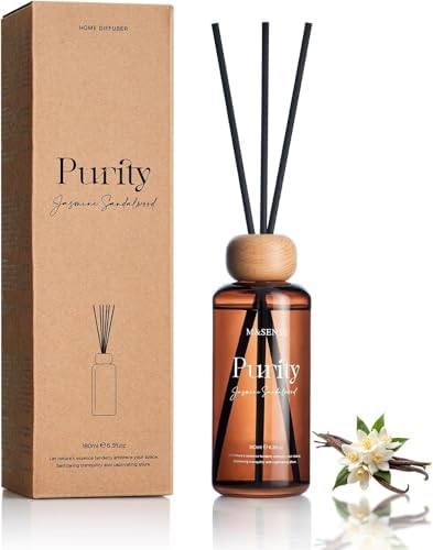 M&SENSE Reed Diffuser, Jasmine Sandalwood, 6.3 oz Natural Essential Oil