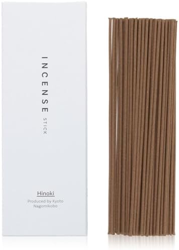 なごみ工房 Kyoto Hinoki Incense Sticks - Japanese Temple Aroma, Ideal for Relaxation & Meditation, Approx. 60 Sticks (0.044 Pounds) - Premium Quality Incense for Spiritual & Home Use Nagomikobo