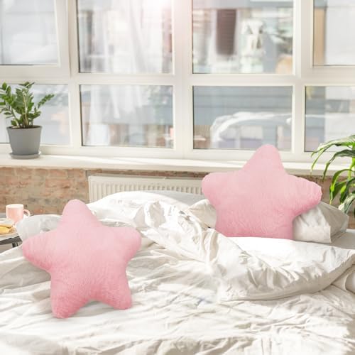 Sumind 2 Pcs 15.7 Inch Pink Star Pillow Decorative Throw Pillow