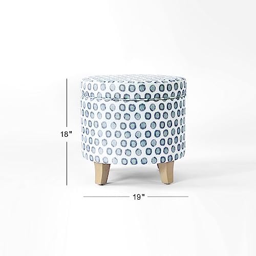 HomePop 19" Round Storage Ottoman - Green Medallion Ikat Print