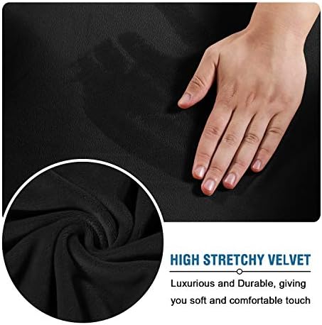 H.VERSAILTEX Wingback Chair Covers Velvet Plush Wing Chair Slipcover 1 Piece High Stretch Wing Back Chair Slipcovers Sofa Cover Furniture Cover with Elastic Bottom, Black
