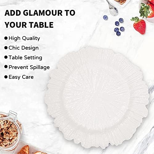 MAONAME White Charger Plates Set of 6, Reef Chargers for Dinner Plates