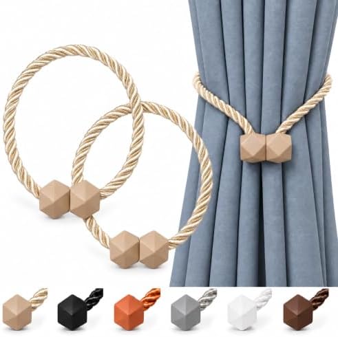 NazTur Magnetic Curtain Tiebacks, Curtain Ties, No-Drill Holdbacks (4 Pack)