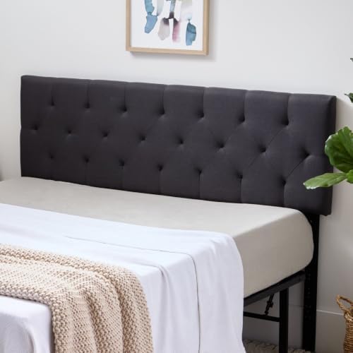LUCID Mid-Rise Upholstered Headboard, Tufted, Charcoal, Full/Full XL Size