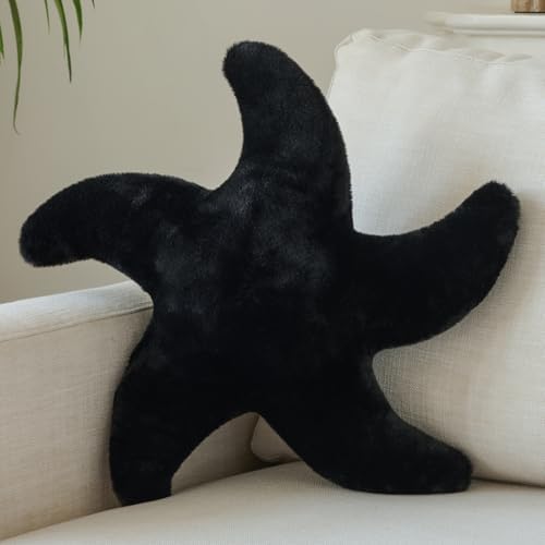 Starfish Pillow, 19.6" Cute Aesthetic Room Decor Accent Pillows, Black