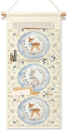 IAXIC Woodland Deer Wall Hanging Organizer, Canvas Storage for Kids