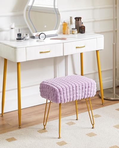 IBUYKE Makeup Vanity Chair, Rectangular Footrest Stool, Purple WBD003V