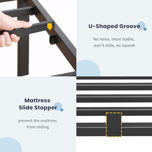 14 Inch Full Metal Bed Frame with 4 pcs Mattress Stopper