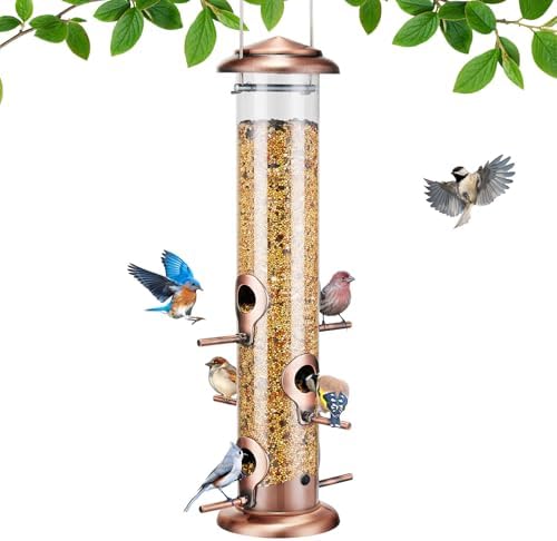 Kingsyard 15" Metal Tube Bird Feeders for Outdoors Hanging
