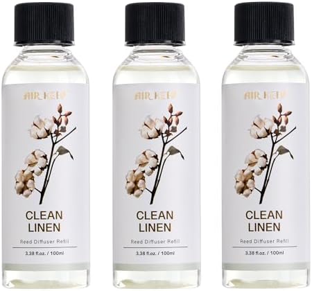 Airkeep Reed Diffuser Oil Refill/Clean Linen/3.38 oz(100ml)/3 Pack/Scented Oil Refill for Reed Diffuser Home Fragrance for Bedroom, Bathroom Office Home Decor
