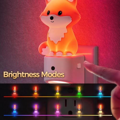DORESshop Night Light for Kids,Brown Fox Night Lights Plug into Wall,2 Pack