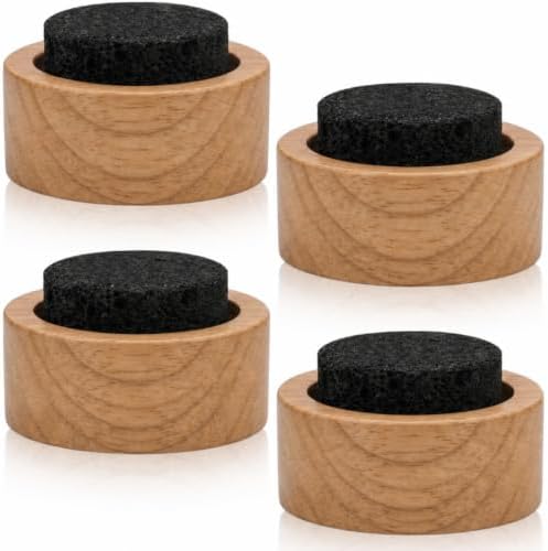 Chunful 4 Pcs Lava Rock Passive Diffuser for Essential Oils, Walnut Wood