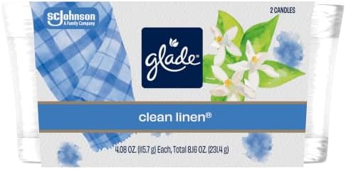 Glade 1-Wick Scented Candle Jar, Clean Linen, 2 Count