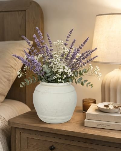 Briful Rustic Ceramic Farmhouse Vase, 5.9" Vintage Textured Pottery Jar