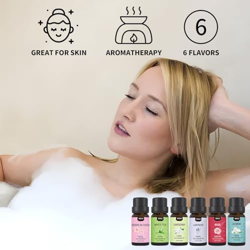Essential Oils Set- Essential Oils for Diffuser for Home,Diffuser Oils Scents for Aromatherapy,Laundry,Candle&Soap Making,Humidifiers 6 X 10 ML