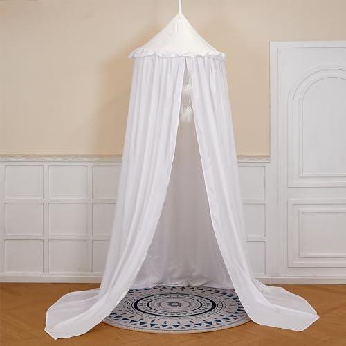 Princess Decor Canopy for Kids Bed, Soft and Durable Bed Canopy for Girls Room Tent Canopy Dreamy Mosquito Net Bedding, Children Reading Nook Canopies Indoor (White)