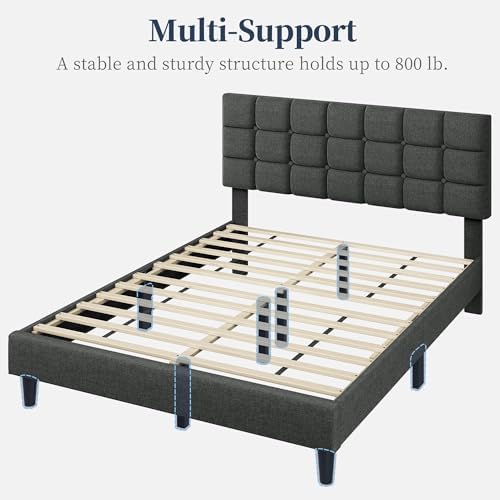 Yaheetech Queen Size Upholstered Tufted Bed Frame with Headboard