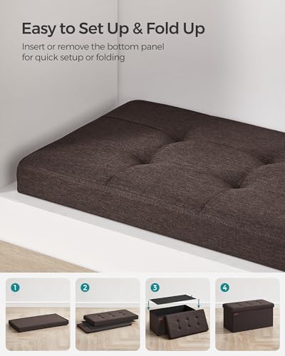 SONGMICS 30 Inches Folding Storage Ottoman Bench, Load 660 lb
