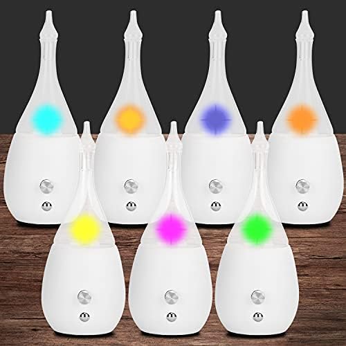 Lychee Essential Oil Diffuser Humidifiers, Quiet Diffuser, Small Aromatherapy Diffuser,7 Colors Light Adjustable with Wood Grain Base for Home Bedroom Office Yoga Nice Gift (White)