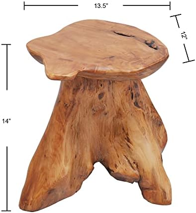 Cedar Wood Stump Mushroom Stool Live Edge Side Table 13.5"x12"x14"H