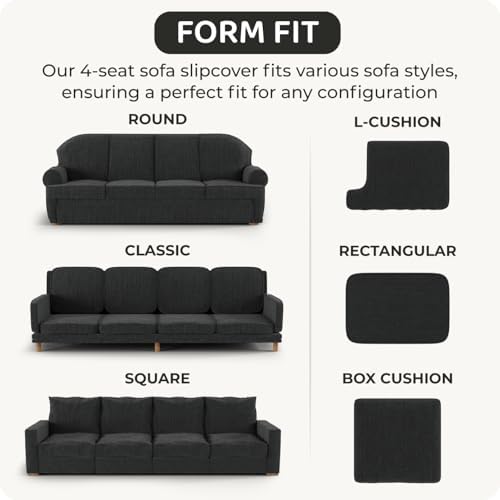 PAULATO Premium Stretch Couch Covers for Sofa - Sofa Chair Cover Washable, Dogs & Pets Friendly - Elastic Polyester Loveseat Slipcovers - Non-Slip Love Seat Couch Covers - Blush Taupe (86"-120" Wide)